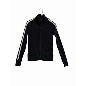 Athleta Black Track Jacket Full Zip Black Womens XXS Thumbholes Athleisure‎